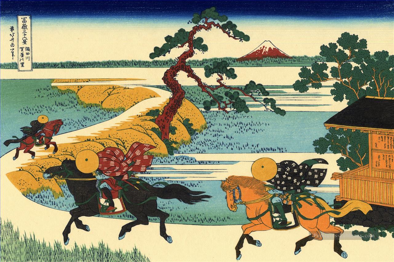 les champs de Sekiya par la rivière Sumida 1831 Katsushika Hokusai ukiyoe Peintures à l'huile